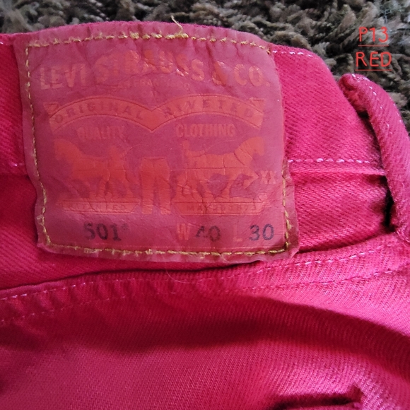 Levi's 501 Button Fly Jeans W40 L30 Red - Picture 7 of 9
